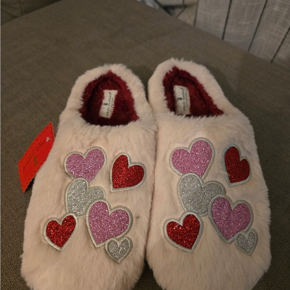 Simply Southern Heart Slippers - Red, Pink, Silver